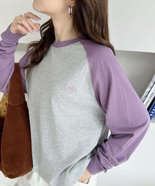 umune(ウムネ)の「ラグランTシャツロンT長袖トップス春秋韓国韓国っぽベーシック着回しカジュアル(Tシャツ/カットソー・レディース・パープル/グレー/テラコッタ・FREE)」の10枚目の写真