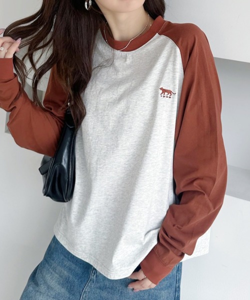umune(ウムネ)の「ラグランTシャツロンT長袖トップス春秋韓国韓国っぽベーシック着回しカジュアル(Tシャツ/カットソー・レディース・パープル/グレー/テラコッタ・FREE)」の19枚目の写真
