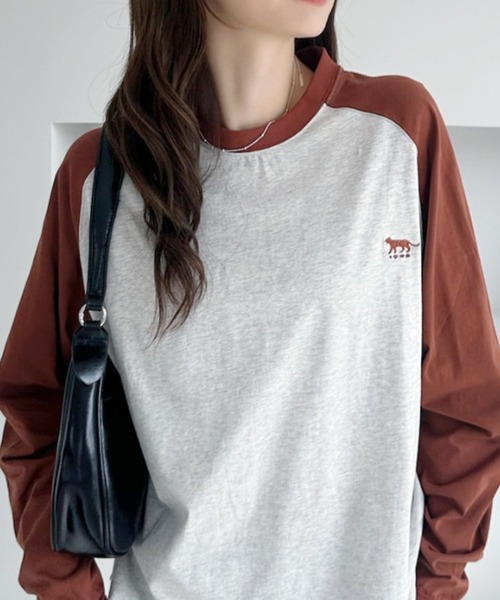 umune(ウムネ)の「ラグランTシャツロンT長袖トップス春秋韓国韓国っぽベーシック着回しカジュアル(Tシャツ/カットソー・レディース・パープル/グレー/テラコッタ・FREE)」の14枚目の写真
