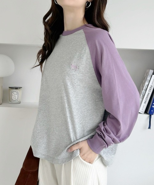 umune(ウムネ)の「ラグランTシャツロンT長袖トップス春秋韓国韓国っぽベーシック着回しカジュアル(Tシャツ/カットソー・レディース・パープル/グレー/テラコッタ・FREE)」の13枚目の写真
