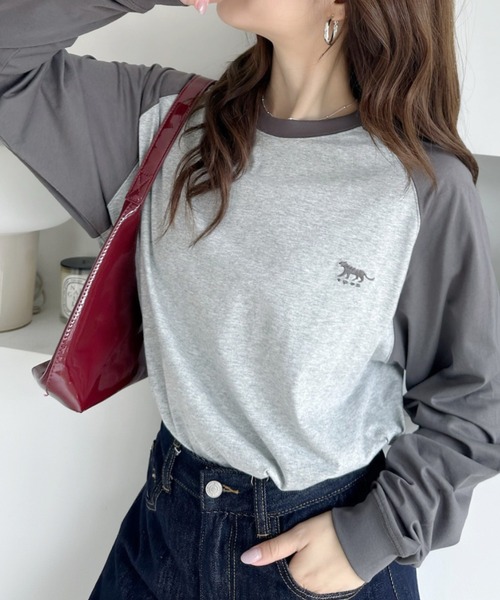 umune(ウムネ)の「ラグランTシャツロンT長袖トップス春秋韓国韓国っぽベーシック着回しカジュアル(Tシャツ/カットソー・レディース・パープル/グレー/テラコッタ・FREE)」の21枚目の写真