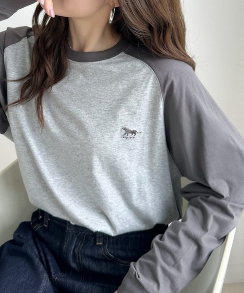 umune(ウムネ)の「ラグランTシャツロンT長袖トップス春秋韓国韓国っぽベーシック着回しカジュアル(Tシャツ/カットソー・レディース・パープル/グレー/テラコッタ・FREE)」の20枚目の写真