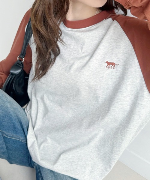 umune(ウムネ)の「ラグランTシャツロンT長袖トップス春秋韓国韓国っぽベーシック着回しカジュアル(Tシャツ/カットソー・レディース・パープル/グレー/テラコッタ・FREE)」の18枚目の写真