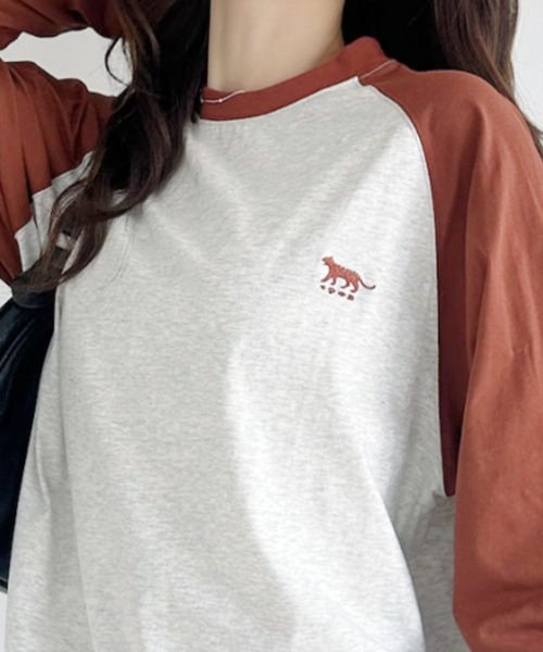 umune(ウムネ)の「ラグランTシャツロンT長袖トップス春秋韓国韓国っぽベーシック着回しカジュアル(Tシャツ/カットソー・レディース・パープル/グレー/テラコッタ・FREE)」の15枚目の写真