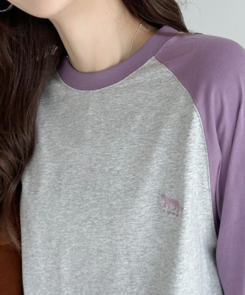 umune(ウムネ)の「ラグランTシャツロンT長袖トップス春秋韓国韓国っぽベーシック着回しカジュアル(Tシャツ/カットソー・レディース・パープル/グレー/テラコッタ・FREE)」の12枚目の写真
