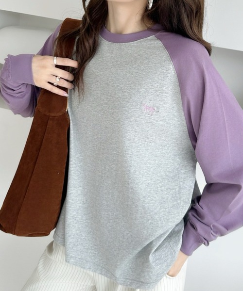 umune(ウムネ)の「ラグランTシャツロンT長袖トップス春秋韓国韓国っぽベーシック着回しカジュアル(Tシャツ/カットソー・レディース・パープル/グレー/テラコッタ・FREE)」の11枚目の写真