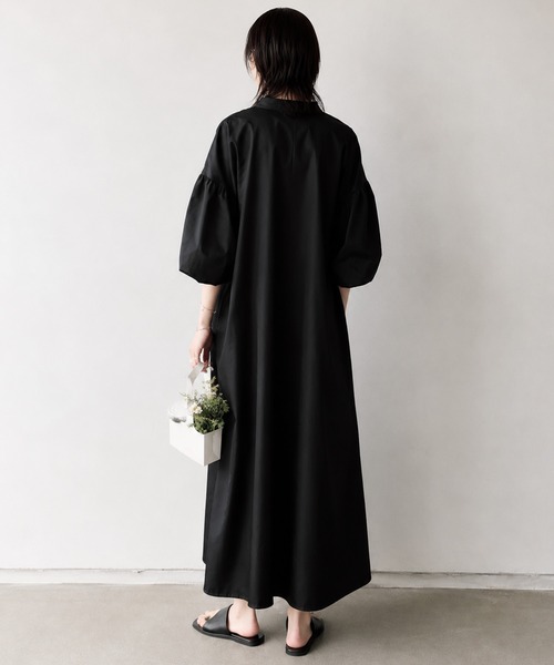 by LEGNA（バイレグナ）の「ハーフジップバルーン袖ロングワンピース（ワンピース・レディース・ブラック・FREE）」の8枚目の写真