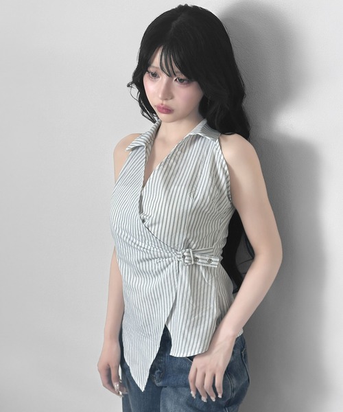 FOLLOWIN(フォロウィン)の「3COLOR/アシメラップホルターブラウス(シャツ/ブラウス・レディース・ホワイト/ホワイト系その他/ブラック・FREE)」の13枚目の写真