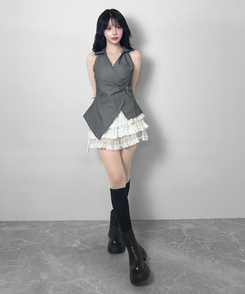 FOLLOWIN(フォロウィン)の「3COLOR/アシメラップホルターブラウス(シャツ/ブラウス・レディース・ホワイト/ホワイト系その他/ブラック・FREE)」の5枚目の写真
