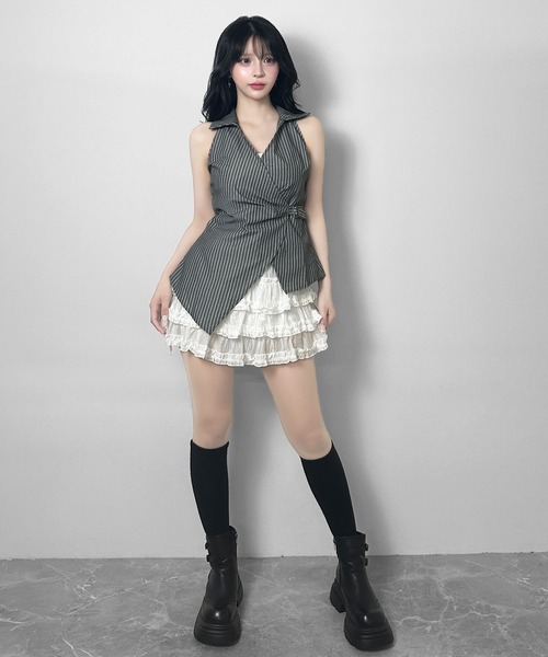FOLLOWIN(フォロウィン)の「3COLOR/アシメラップホルターブラウス(シャツ/ブラウス・レディース・ホワイト/ホワイト系その他/ブラック・FREE)」の6枚目の写真