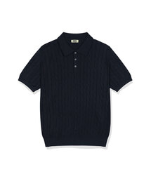 BASIC LABEL（ベーシックラベル）の「Oinel Cable Button Collar Short-Sleeve Knit 4 Color [BLSK_1001]（Tシャツ/カットソー）」