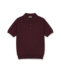 Oinel Cable Button Collar Short-Sleeve Knit 4 Color [BLSK_1001]