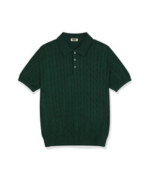 BASIC LABEL（ベーシックラベル）の「Oinel Cable Button Collar Short-Sleeve Knit 4 Color [BLSK_1001]（Tシャツ/カットソー）」
