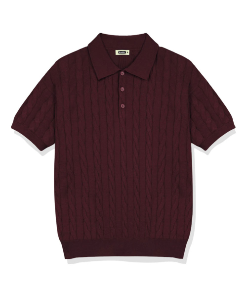 BASIC LABEL（ベーシックラベル）の「Oinel Cable Button Collar Short-Sleeve Knit 4 Color [BLSK_1001]（Tシャツ/カットソー・レディース・ネイビー/グリーン/バーガンディー/ブラック・SMALL/MEDIUM/LARGE/X-LARGE）」の7枚目の写真