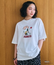 cross marche（クロスマルシェ）の「【PEANUTS/ピーナッツ】SNOOPY/スヌーピープリント半袖Tシャツ / Over Harf Sleeve T-shirt《UNISEX》（Tシャツ/カットソー）」