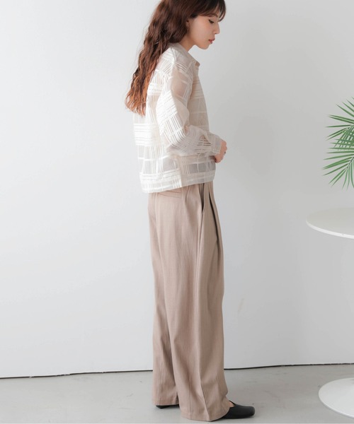 AMELY（エミリー）の「シアーチェックショートシャツ（シャツ/ブラウス・レディース・ブラック/グリーン/ベージュ・フリー）」の13枚目の写真
