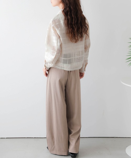 AMELY（エミリー）の「シアーチェックショートシャツ（シャツ/ブラウス・レディース・ブラック/グリーン/ベージュ・フリー）」の14枚目の写真