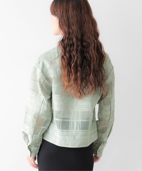 AMELY（エミリー）の「シアーチェックショートシャツ（シャツ/ブラウス・レディース・ブラック/グリーン/ベージュ・フリー）」の20枚目の写真