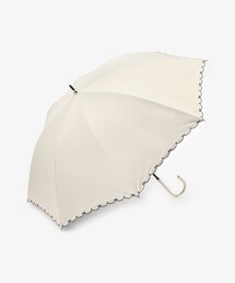 Afternoon Tea | 【UVカット率・遮光率100%生地使用】スカラップリボン刺繍晴雨兼用長傘 日傘(長傘)