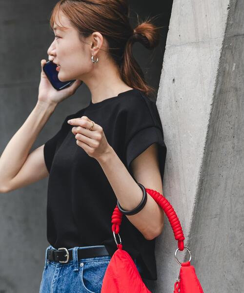 SENSE OF PLACE by URBAN RESEARCH(センスオブプレイスバイアーバンリサーチ)の「モチモチポンチTシャツ(Tシャツ/カットソー・レディース・オフホワイト/ブラック/グレー・ONE)」の2枚目の写真