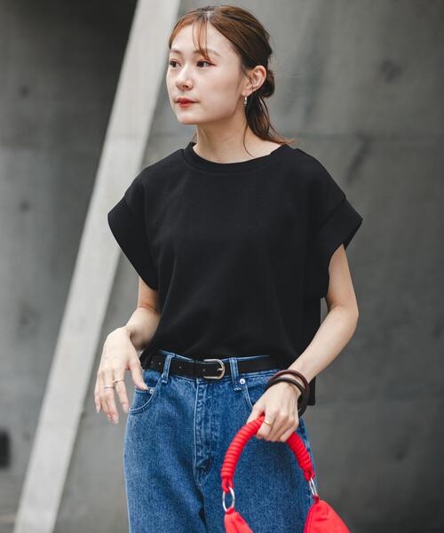 SENSE OF PLACE by URBAN RESEARCH(センスオブプレイスバイアーバンリサーチ)の「モチモチポンチTシャツ(Tシャツ/カットソー・レディース・オフホワイト/ブラック/グレー・ONE)」の7枚目の写真