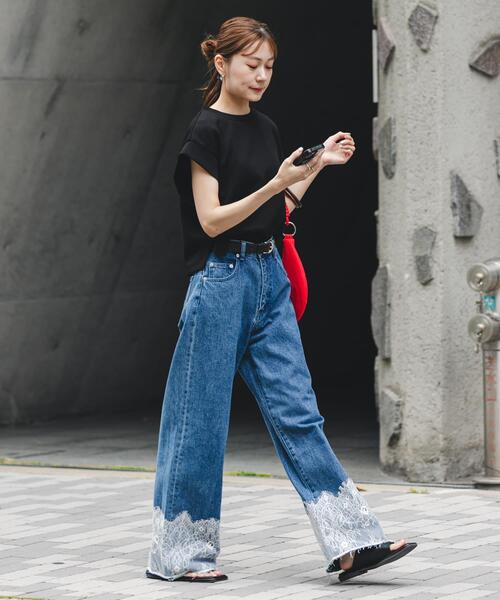 SENSE OF PLACE by URBAN RESEARCH(センスオブプレイスバイアーバンリサーチ)の「モチモチポンチTシャツ(Tシャツ/カットソー・レディース・オフホワイト/ブラック/グレー・ONE)」の9枚目の写真