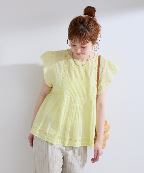 B.C STOCK(ベーセーストック)の「手洗い可 / ハーフスリーブレースブラウス(シャツ/ブラウス・レディース・ホワイト/ブラック/イエロー・FREE)」の20枚目の写真