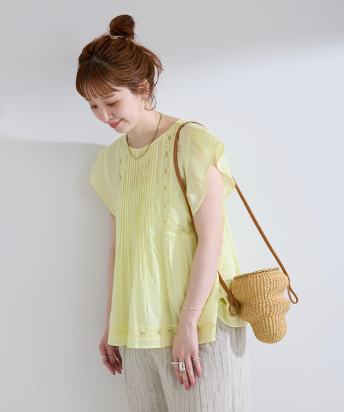 B.C STOCK(ベーセーストック)の「手洗い可 / ハーフスリーブレースブラウス(シャツ/ブラウス・レディース・ホワイト/ブラック/イエロー・FREE)」の21枚目の写真