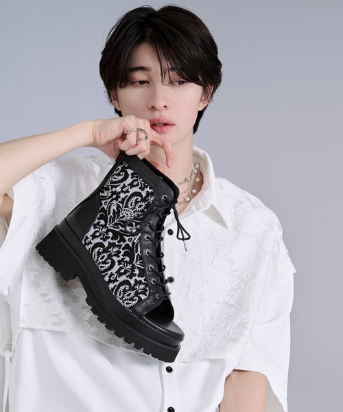 Ellno Loset（エルノロゼット）の「ダマスクジャガードブーツサンダル（サンダル・メンズ・ブラック・X-LARGE/LARGE/MEDIUM/SMALL/X-SMALL）」の3枚目の写真