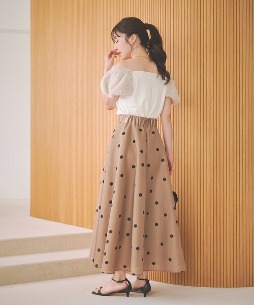 La boutique BonBon(ラブティックボンボン)の「【3サイズ展開】ドットオーガンサーキュラースカート(スカート・レディース・オフホワイト/ブラウン/ブラック・38/36/PS)」の6枚目の写真