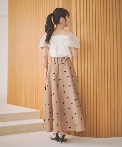 La boutique BonBon(ラブティックボンボン)の「【3サイズ展開】ドットオーガンサーキュラースカート(スカート・レディース・オフホワイト/ブラウン/ブラック・38/36/PS)」の7枚目の写真