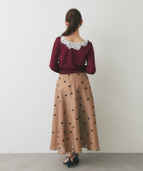 La boutique BonBon(ラブティックボンボン)の「【3サイズ展開】ドットオーガンサーキュラースカート(スカート・レディース・オフホワイト/ブラウン/ブラック・38/36/PS)」の16枚目の写真