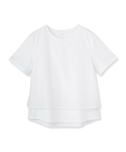 INDIVI(インディヴィ)の「【洗える】レイヤード風レースコンビTシャツ(Tシャツ/カットソー・レディース・ブラック/ホワイト・05/38/34/13/15 )」の3枚目の写真