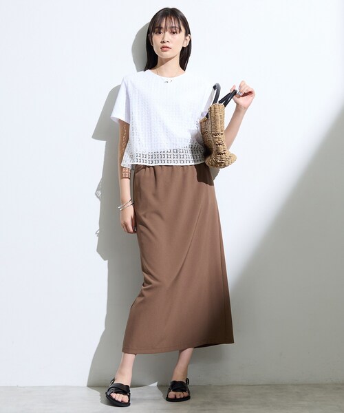 INDIVI(インディヴィ)の「【洗える】レイヤード風レースコンビTシャツ(Tシャツ/カットソー・レディース・ブラック/ホワイト・05/38/34/13/15 )」の10枚目の写真