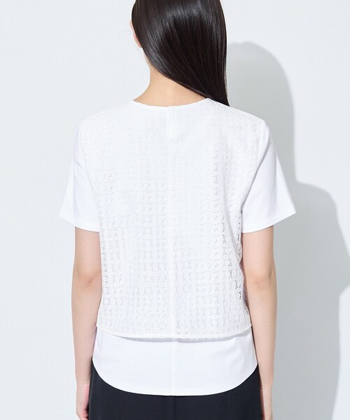 INDIVI(インディヴィ)の「【洗える】レイヤード風レースコンビTシャツ(Tシャツ/カットソー・レディース・ブラック/ホワイト・05/38/34/13/15 )」の14枚目の写真