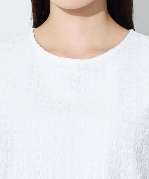 INDIVI(インディヴィ)の「【洗える】レイヤード風レースコンビTシャツ(Tシャツ/カットソー・レディース・ブラック/ホワイト・05/38/34/13/15 )」の15枚目の写真