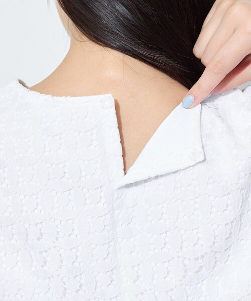 INDIVI(インディヴィ)の「【洗える】レイヤード風レースコンビTシャツ(Tシャツ/カットソー・レディース・ブラック/ホワイト・05/38/34/13/15 )」の16枚目の写真