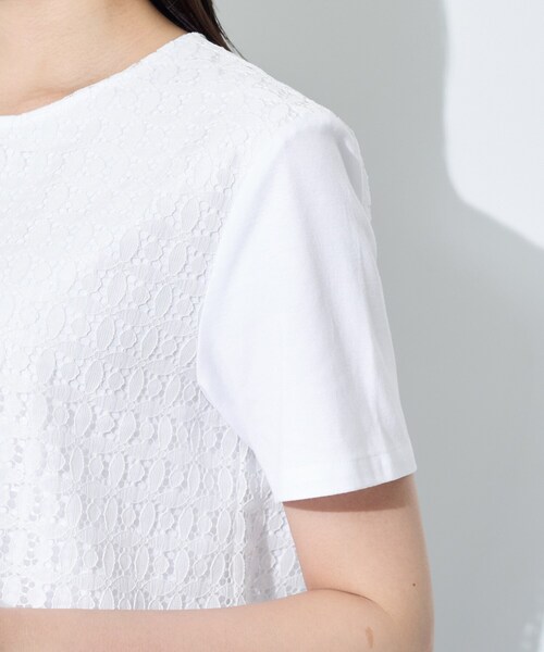 INDIVI(インディヴィ)の「【洗える】レイヤード風レースコンビTシャツ(Tシャツ/カットソー・レディース・ブラック/ホワイト・05/38/34/13/15 )」の17枚目の写真