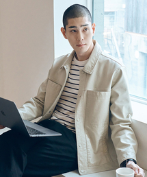 ADHOC（アドホック）の「男性切り替えポイント人工皮革トラッカー (LT-BEIGE) (HA1LE30-23)（デニムジャケット）」