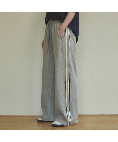 WEDNESDAYOASISFORWOMEN(ウェンズデー オアシス フォー ウーマン)の「W/エッセンシャルライン トラックパンツ(3カラー)(スウェットパンツ・レディース・カーキ/グレー/ネイビー・FREE)」の2枚目の写真
