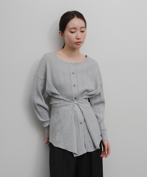 select MOCA Et(セレクトモカエト)の「【Et】Muitiway Random Rib Knit Cardigan(カーディガン/ボレロ・レディース・ベージュ/ブラック/ライトグレー・FREE)」の2枚目の写真