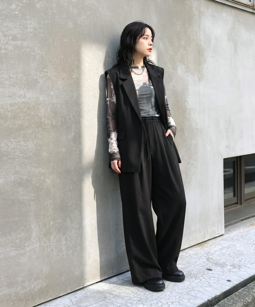 antiqua(アンティカ)の「タック ワイドパンツ(その他パンツ・レディース・ブラック/グレー・L/M/S)」の9枚目の写真