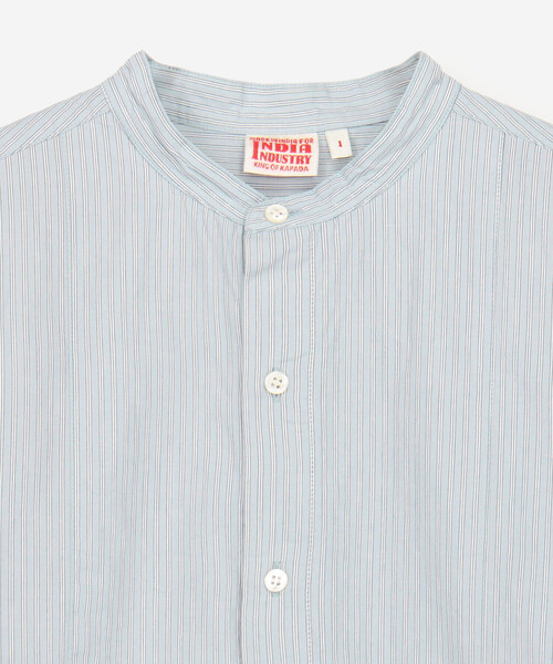 Bshop(ビショップ)の「INDIA INDUSTRY | コットン バンドカラーブザムチュニックシャツ STRIPE WOMEN(シャツ/ブラウス・レディース・ブルー系その他・1)」の6枚目の写真