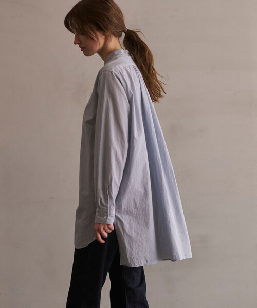 Bshop(ビショップ)の「INDIA INDUSTRY | コットン バンドカラーブザムチュニックシャツ STRIPE WOMEN(シャツ/ブラウス・レディース・ブルー系その他・1)」の14枚目の写真