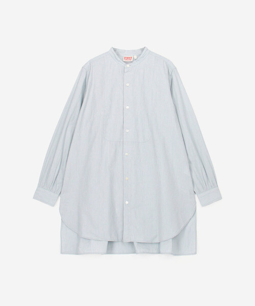 Bshop(ビショップ)の「INDIA INDUSTRY | コットン バンドカラーブザムチュニックシャツ STRIPE WOMEN(シャツ/ブラウス・レディース・ブルー系その他・1)」の2枚目の写真