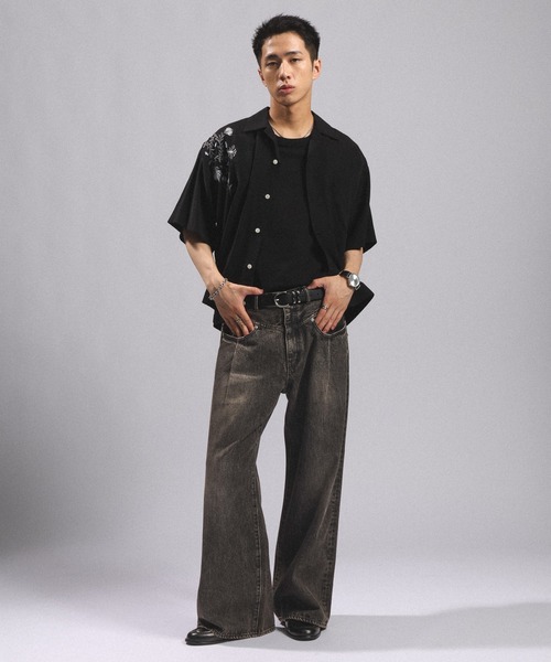 RAGEBLUE(レイジブルー)の「WEST SWITCHING SEMI-FLARE DENIM PANTS/ウエスト切り替え/セミフレアデニムパンツ(デニムパンツ・メンズ・ブルー/グレー・MEDIUM/LARGE)」の3枚目の写真