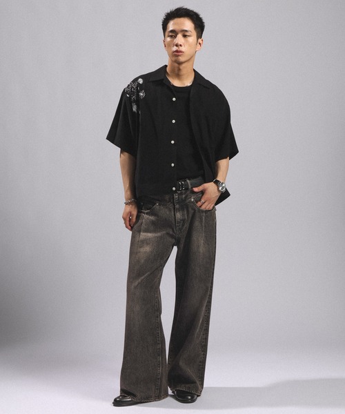 RAGEBLUE(レイジブルー)の「WEST SWITCHING SEMI-FLARE DENIM PANTS/ウエスト切り替え/セミフレアデニムパンツ(デニムパンツ・メンズ・ブルー/グレー・MEDIUM/LARGE)」の4枚目の写真