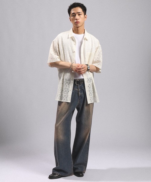 RAGEBLUE(レイジブルー)の「WEST SWITCHING SEMI-FLARE DENIM PANTS/ウエスト切り替え/セミフレアデニムパンツ(デニムパンツ・メンズ・ブルー/グレー・MEDIUM/LARGE)」の19枚目の写真