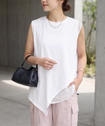 【selection】裾メッシュレイヤードノースリカットtops