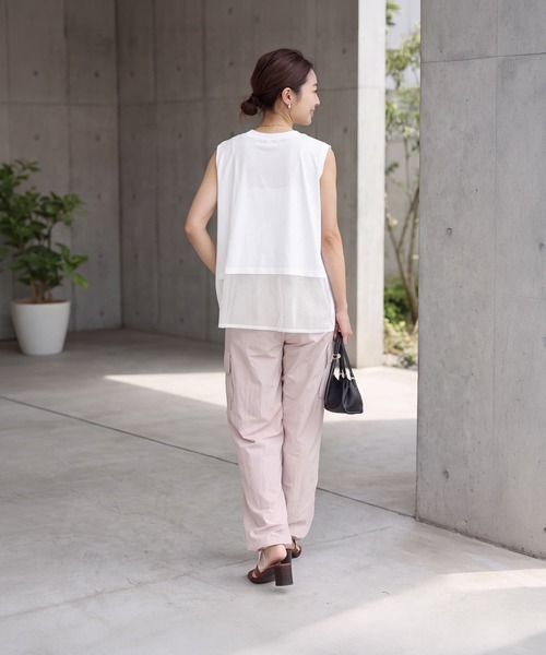 STYLE DELI(スタイルデリ)の「【selection】裾メッシュレイヤードノースリカットtops(タンクトップ・レディース・ホワイト/ブラック/カーキ・FREE)」の12枚目の写真